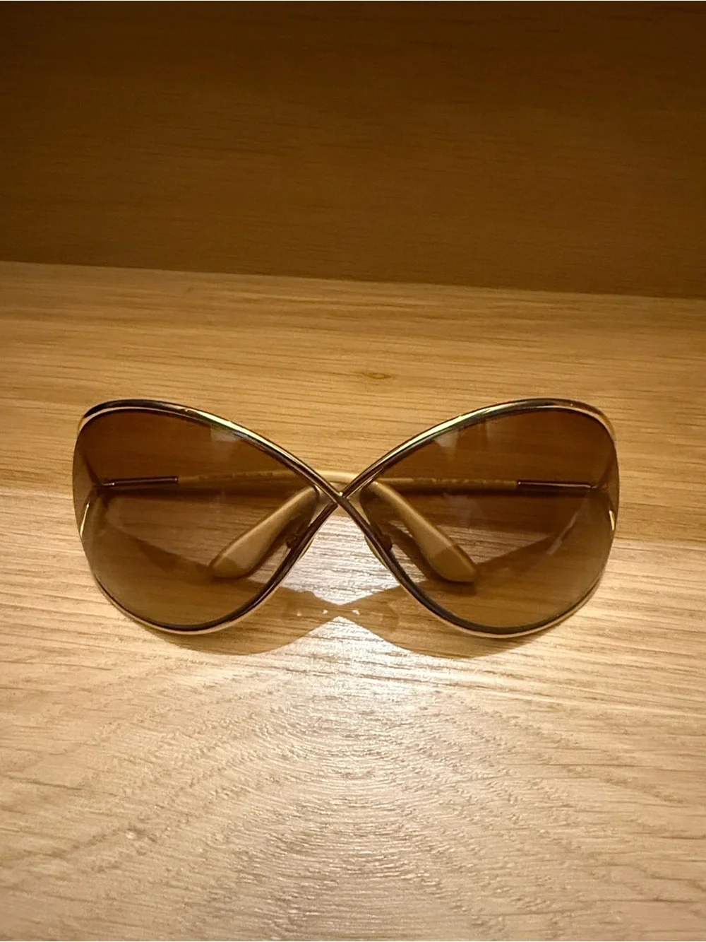 Tom Ford Miranda TF130 28F 68-10 Aviator Sunglasses Rose Gold Gradient Authentic